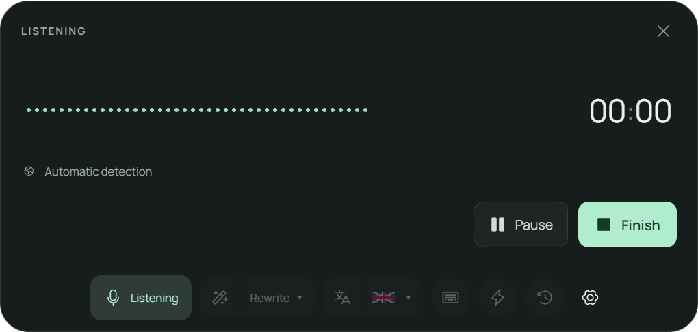 Meymo desktop application — Dictate